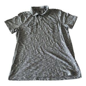Rock & Republic Polo Shirt Men Large Gray Military Flap Pockets Pullover Preppy